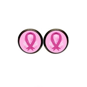 Dark Pink Ribbon Earrings, Breast Cancer Awareness